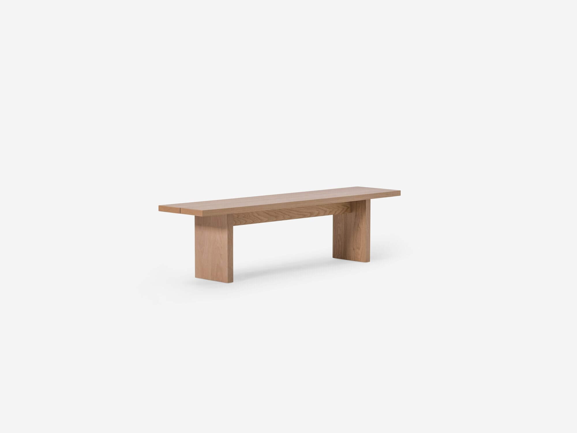 Oak dining bench front angle view
